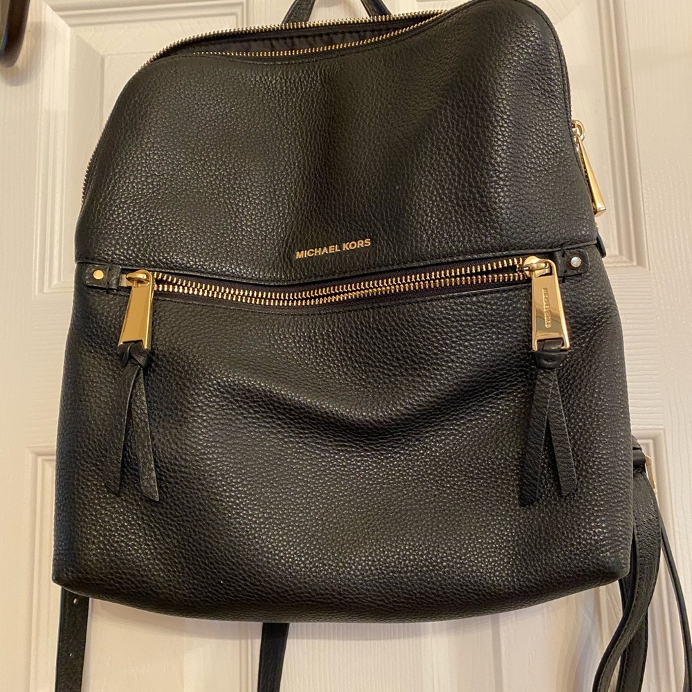 Michael Kors Black Pebbled Leather Backpack